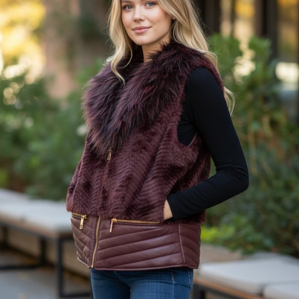 Guess Faux and Leather vest